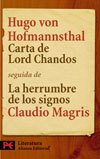 Resumen de Carta de Lord Chandos. Seguida de la Herrumbre de los Signos: Hofmannsthal y la Carta de Lord Chandos de Claudio Magris